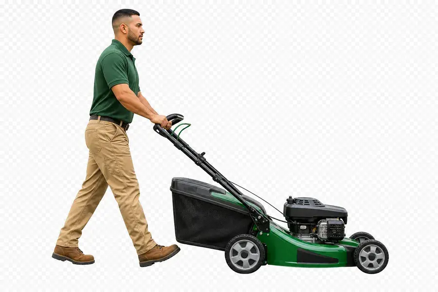 Genuine Green Care owner on a lawn mower